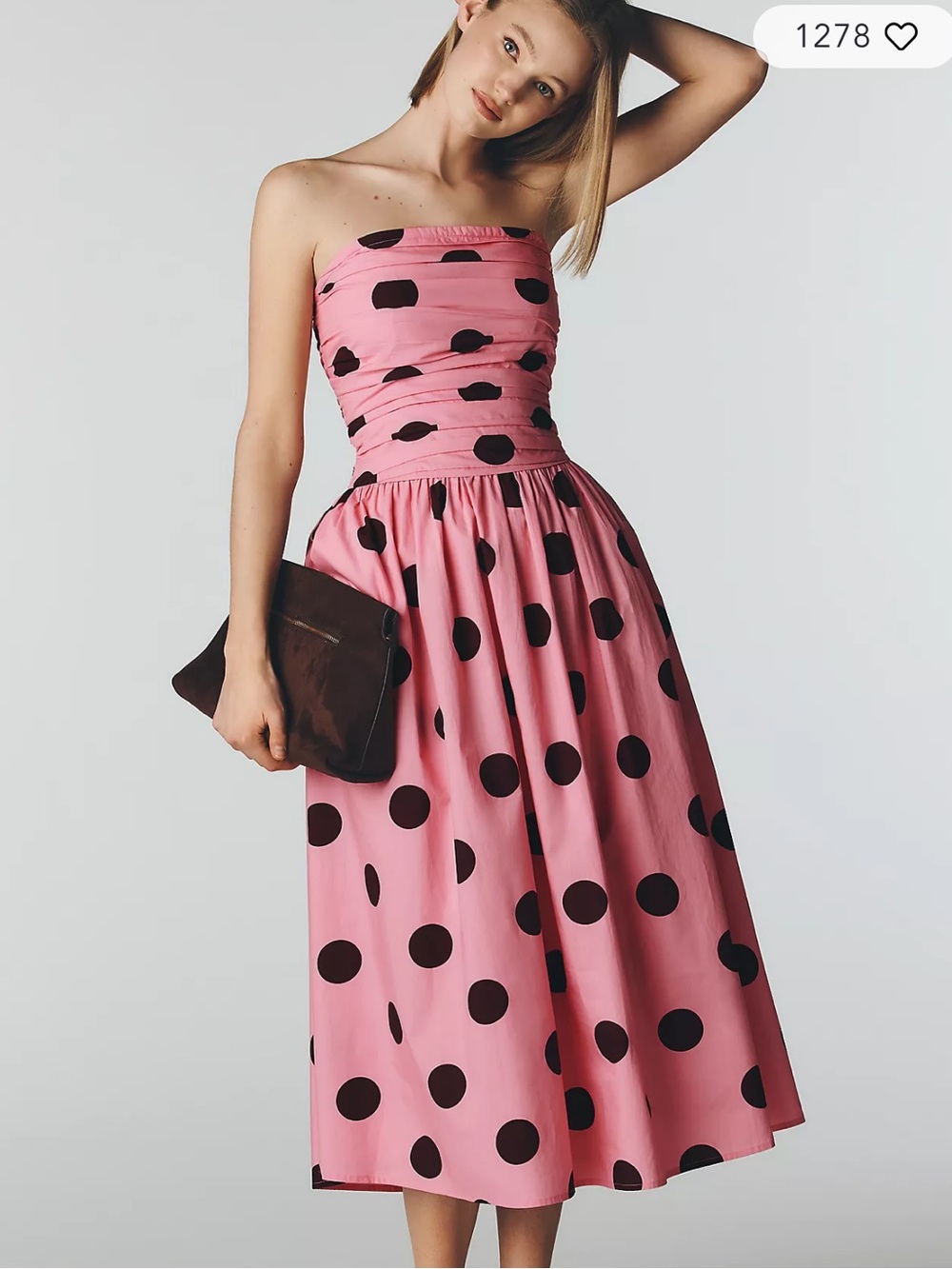 Nobody’s Child Anthropologie Polkadot Strapless Midi dress